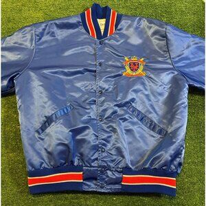 Vintage New York Mets jacket mens XL blue Delong bomber stain button 90s RK